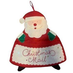 Vintage Handmade Santa Christmas Mail Wall Art 18"x16" Festive Décor Red Felt Cu
